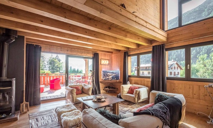Les Bossons Apartment | Les Ecrins des Bossons - Terrasse - vue Mt.Blanc