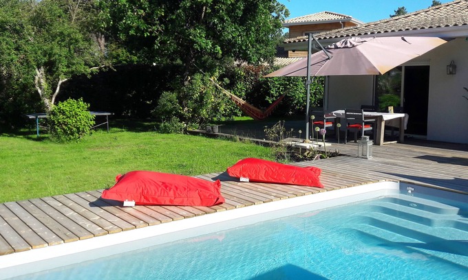 Lege-Cap-Ferret House | Listed modern house with heated pool between pond and ocean