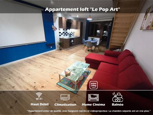 Sainte-Livrade-sur-Lot Apartment | Loft Le Pop Art-Balneo-Cinéma-Clim