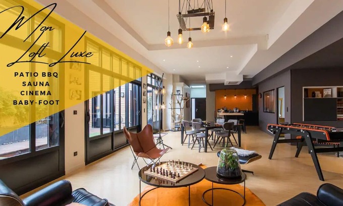 La Glaciere House | Loft with patio, cinema room and sauna