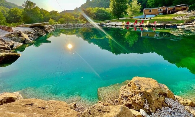 Harpers Ferry Cabin | Longview Cabin w/XL Swimming Pond, Waterfalls, & Hot Tub