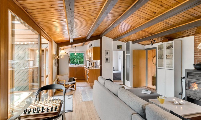 Melby House | Look forward to this large holiday home with Finnish wooden bath near Liseleje beach.