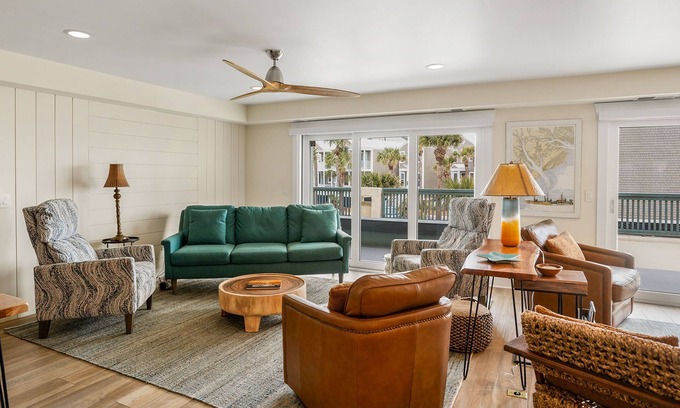 Saint Helena Island Villa | Lovely, Modern First Floor Condo with an OCEAN VIEW! Resort Access Included! Golf Cart Included!
