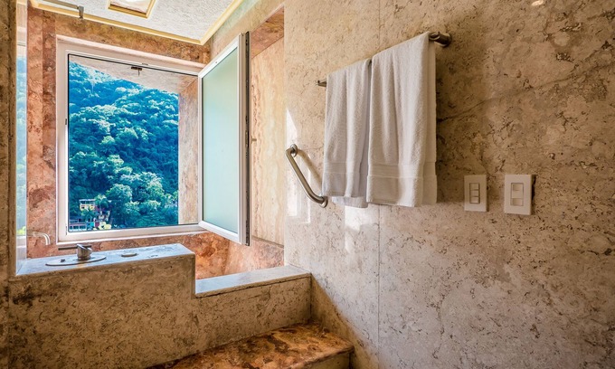 Boca de Tomatlan Villa | Luna Suite with two king size beds, with walk out terrace overlooking the beach