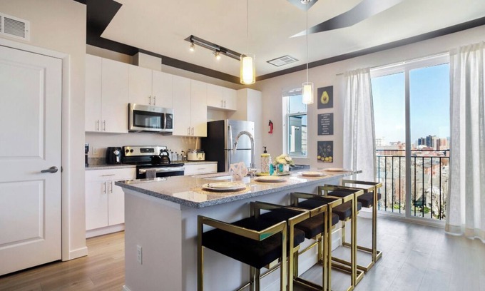 Downtown Baltimore Apartment | Lux Penthouse 1BR 1BA w/Panoramic Views Free Parking & Wifi