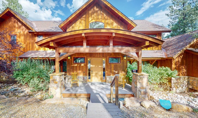 Loma Linda House | Luxe home with fireplace, private hot tub & National Forest views - dog-friendly