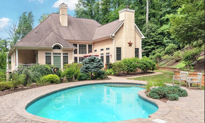 Fletcher House | Luxe King suites, private pool, Hot Tub! Huge Asheville home near Biltmore House