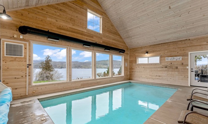 Ardenvoir House | Luxe lake-view home with a private, indoor pool, patio, washer/dryer, & AC