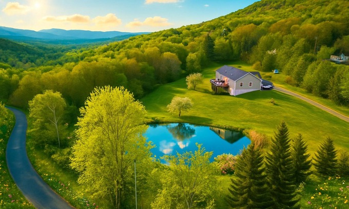 Oliverea House | Luxe Swimming Pond Retreat: Dock + Giant Hammock Float Coming Soon for Summer!
