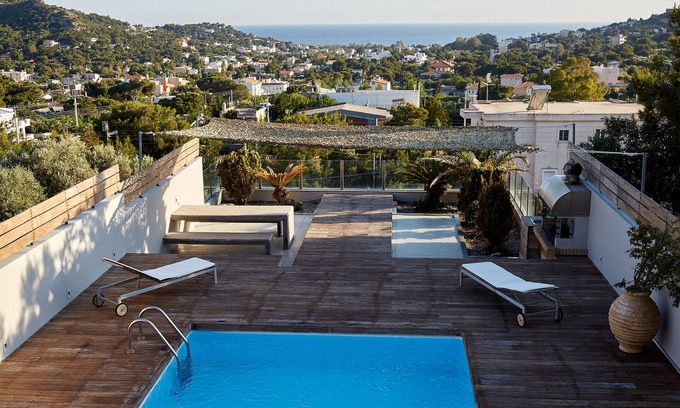 Kropia Villa | Luxurius, modern, private villa w/pool, seaviews at Lagonisi, Athens Riviera