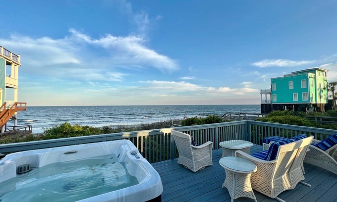 Folly Beach House | Luxury Beachfront Cottage w/Hot-Tub Pet Friendly