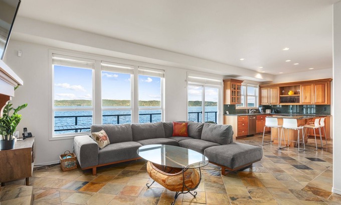 Camano Island House | Luxury Beachfront Retreat w/Hot Tub, Fireplaces, Patio, Easy Beach Access