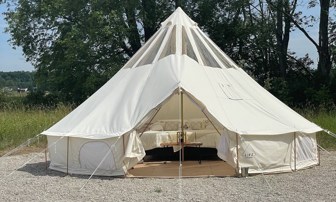 Mesick RV Rental | Luxury Bell Tent on Lavender and Alpaca Farm
