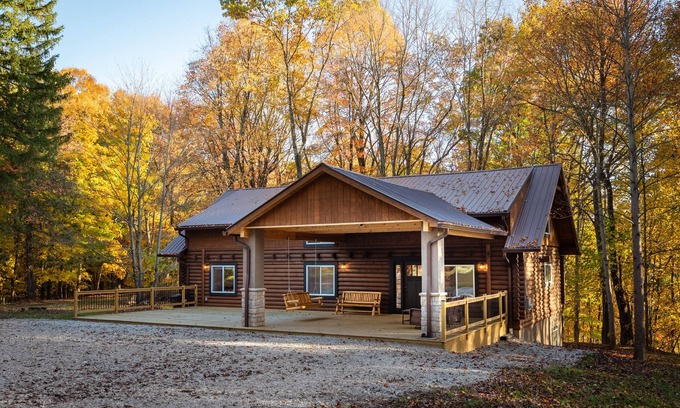 Nashport Cabin | Luxury, brand new, secluded log Cabin incredible private forest view, trails.
