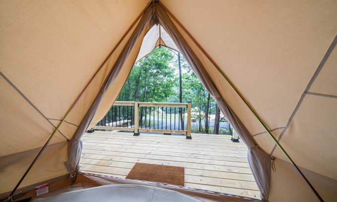 Great Cacapon RV Rental | Luxury Camping with King Bed - Dogwood Tent