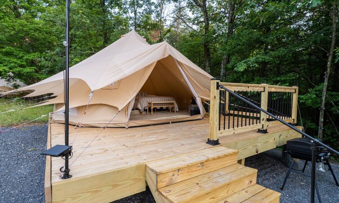 Great Cacapon RV Rental | Luxury Camping with Two Full Beds - Berkeley Tent