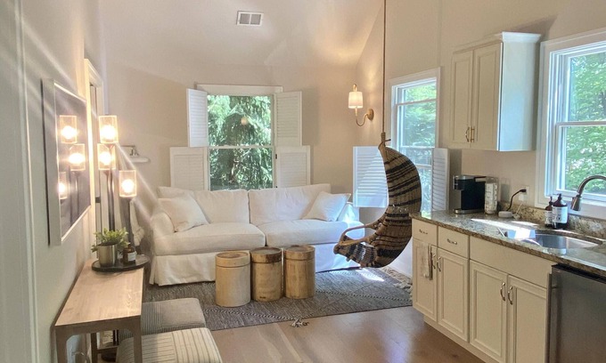 New Buffalo House | Luxury Guesthouse in private wooded setting in Grand Beach New Buffalo
