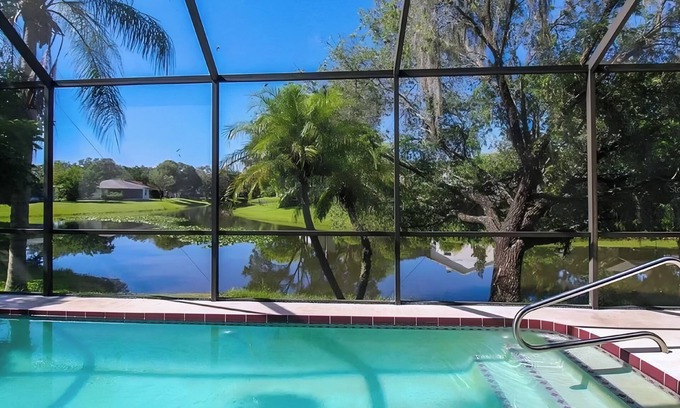 Fruitville House | Luxury Lakefront Home w/Enclosed Pool - Quiet and Peaceful - Sleeps 9