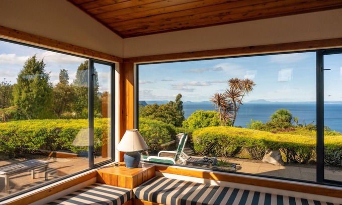 Mount Ruapehu Ski Area House | Luxury lodge with expansive views of Lake Taupo - private and quiet.
