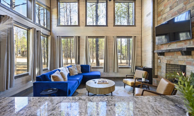 Pickens Cabin | Luxury modern country couples retreat. Private back porch with hot tub!