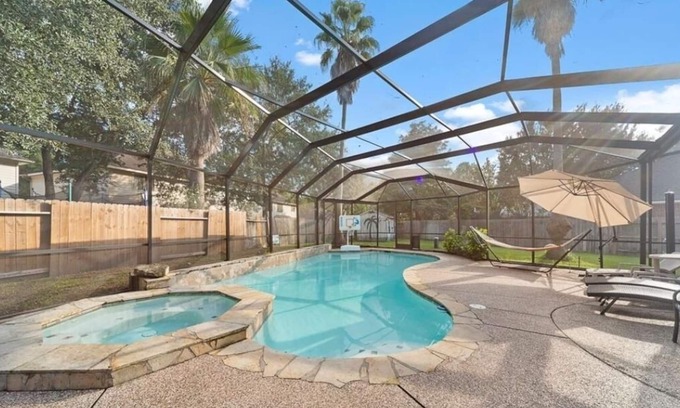 Barker House | Luxury private enclosed pool spa king bed