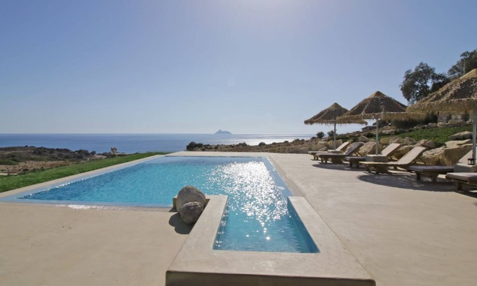 Pitsidia Villa | Luxury seafront villa Komos, stunning view, private pool,totally quietness