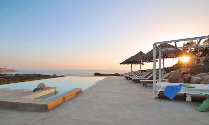 Kalamaki Villa | Luxury seafront villa Komos, stunning view, private pool,totally quietness