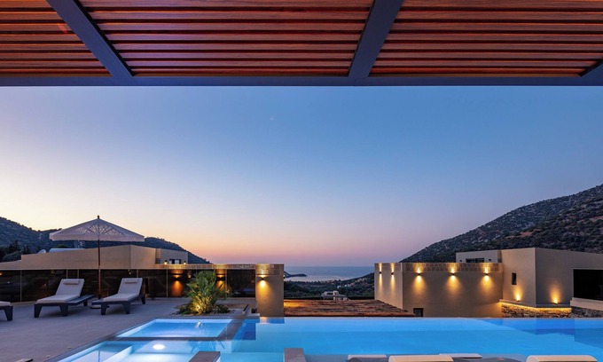 Geropotamos Villa | Luxury Villa with Sea Views, Fire Pit & near beach