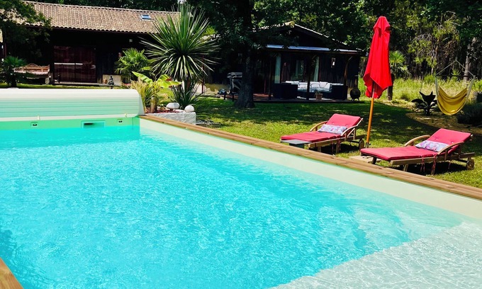 Hourtin House | Maison en bois sur parc de 2000 m2 avec piscine chauffée au sel + wifi