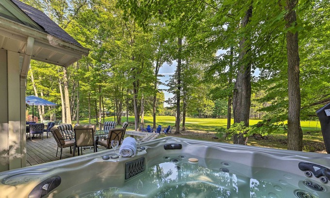 Michaywe Villa | Michigan Golf Course Retreat w/ Gameroom & Hot tub
