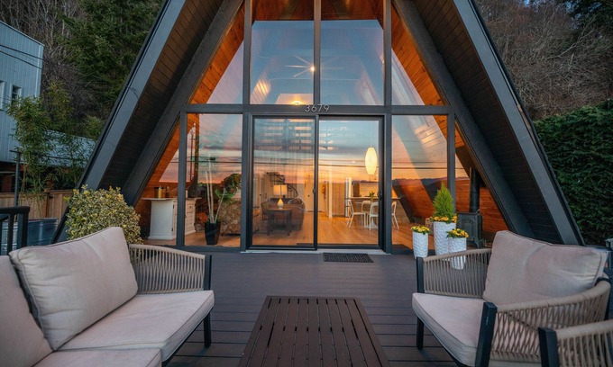 Lagoon Point House | Mod Whidbey Island A-Frame Walkable to Beach