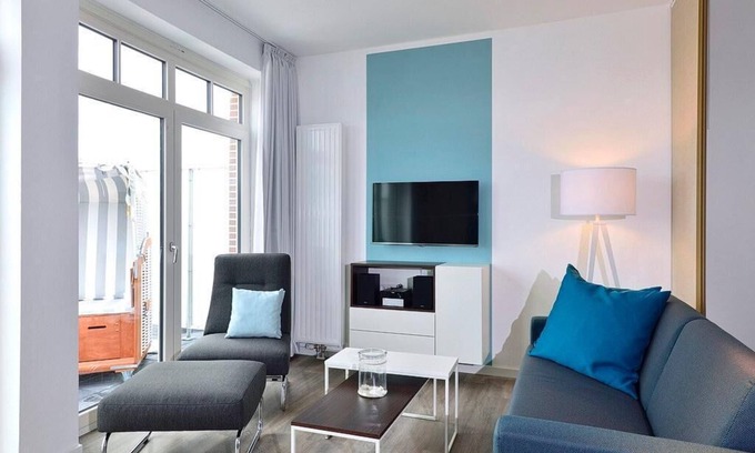 Wangerooge Apartment | Modernes Familienapartment am Inselstrand mit Meerblick, Balkon und Strandkorb!