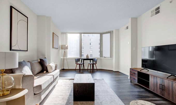Woodmont Triangle Apartment | Modern Bethesda 1BR w/Concierge, Gym, W/D, walk to Metro, by Blueground