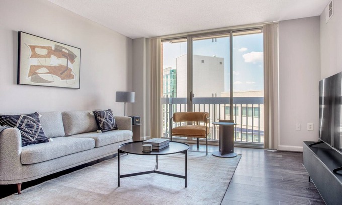 Woodmont Triangle Apartment | Modern Bethesda 2BR w/Concierge, Gym, W/D, walk to Metro, by Blueground