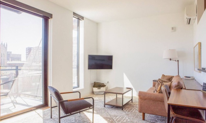 Yankee Hill Apartment | Modern East Side 1BR Apt with Balcony, Pool, and Gym