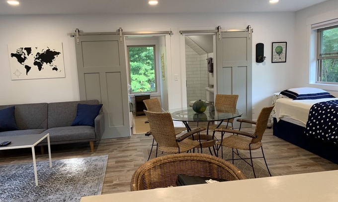 Port Sheldon House | Modern Guest Suites in Beautiful Wooded Setting, Steps to Lake MI Sleeps 6