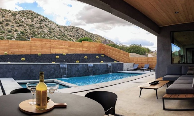 Pioneertown House | Modern Home with Pool & Spa-walk to Pionertown