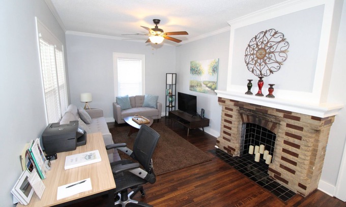 Tulsa House | Modern Midtown Home -Dogs OK -Work Desks -Porch Swing -Fully Privacy Fenced Yard