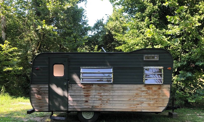 Eureka RV Rental | Modern Vintage Camper on a Farm w/ River View