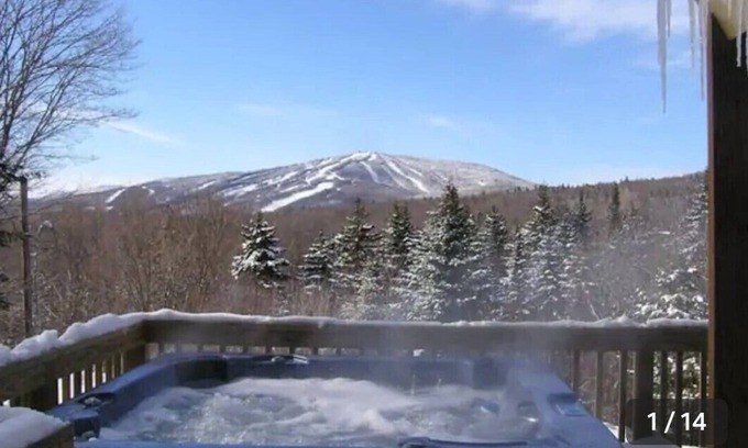 Stratton House | Mt. Snow Ski Chalet: 1 mile from slopes & hot tub on deck with view of Mt. Snow