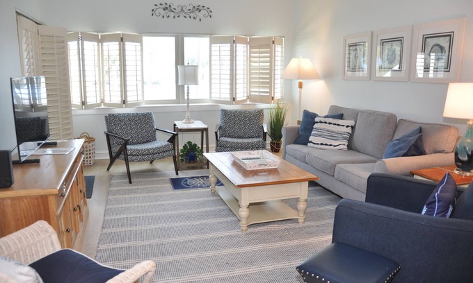 Palmetto Dunes Condo | NEVER use the elevator just 6 steps down lead to pool & beach PERFECT Location