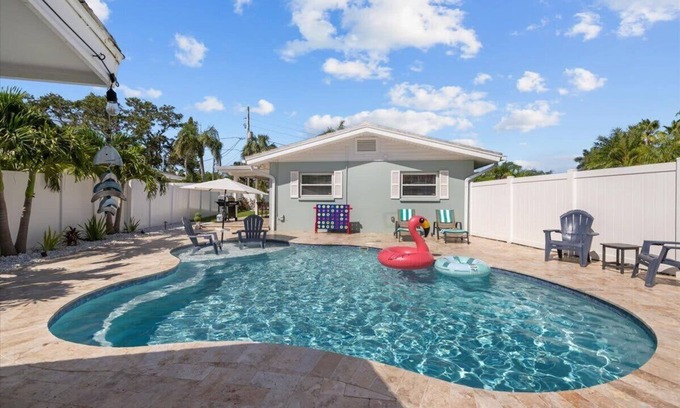 Indian Rocks Beach House | New Coastal Indian Rocks Beach Oasis | Heated Pool