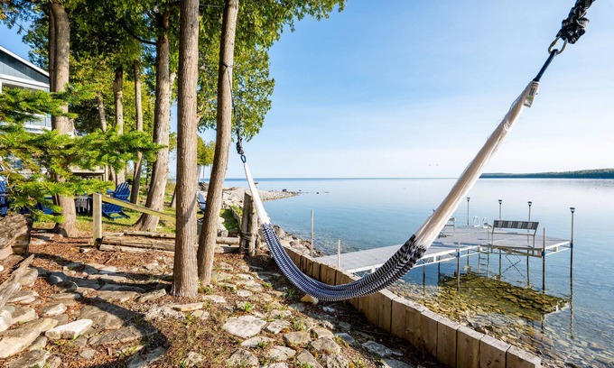 Ellison Bay Cottage | NEW! Insta-worthy Waterfront Home with Hot Tub - Woods and Water!