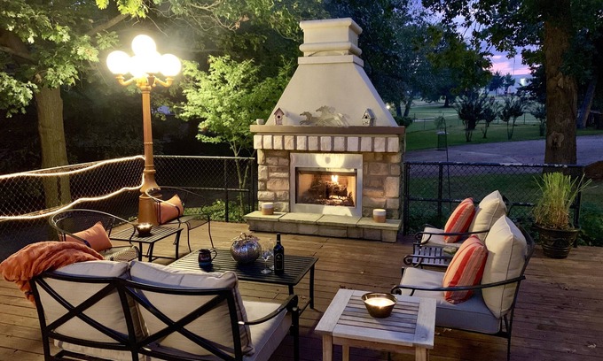 Vinita House | NEW LISTING -Grand Lake waterfront w/boat dock. Sleeps 13-15 Outdoor Fireplace