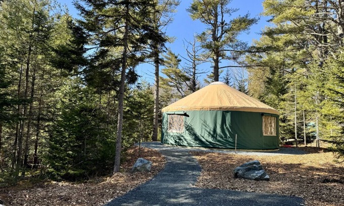 Bar Harbor RV Rental | New luxurious 24’ yurt located in Bar Harbor, Maine with access to Northeast Creek