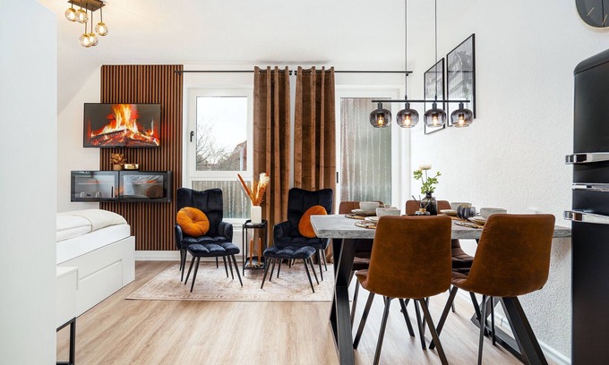 Emden Apartment | NEW! Modern apartment at Larrelter Tief - balcony, private parking & FIRE TV!