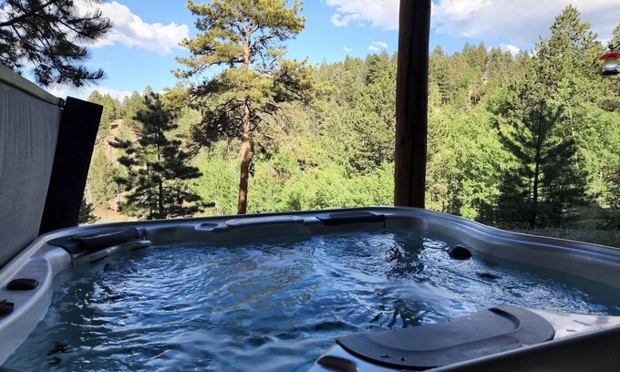 Florissant Apartment | New! Secluded Guest Suite Covered Hot Tub, Private Drive, Mountain Valley Views