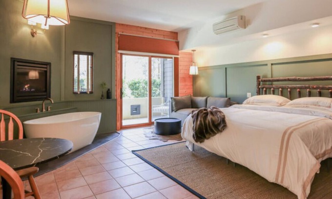 Whittier Apartment | NEW! Signature Spa Suite with Fireplace & Den