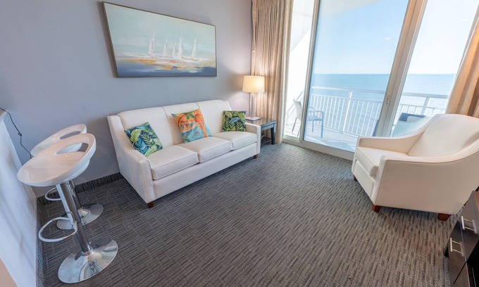 Downtown Myrtle Beach Condo | New Top Floor Direct Oceanfront with Amazing View!