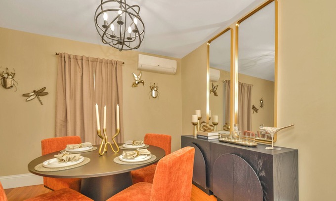 West Street - River Street House | NEW! Upscale Private 3 Bed, Free Parking, W&D, A.C., Near MBTA, Backyard